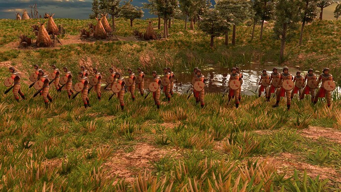 AoE III DE Lakota Club Warrior at sunrise