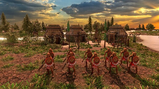 AoE III DE Aztec Jaguar Warrior natives at sunrise