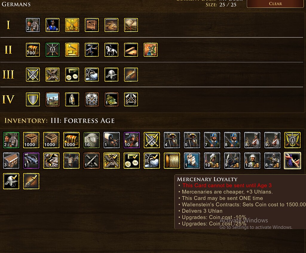 Since when did Mercenary Loyalty reduce the price of Wallenstein's