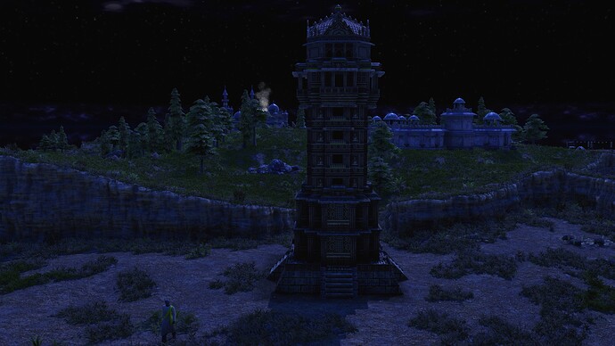 AoE III DE Tower of Victory during the night