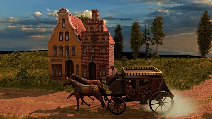 AoE III DE Stagecoach at sunrise