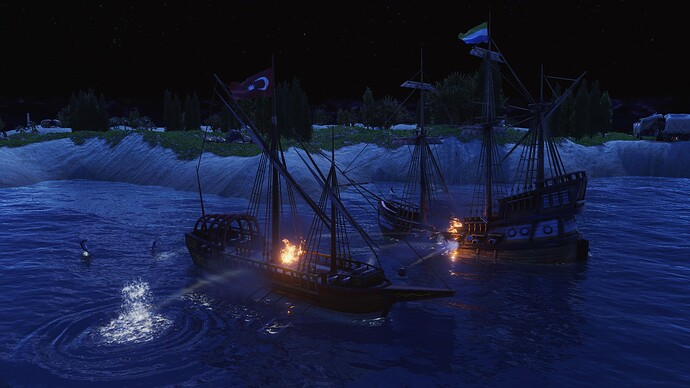 AoE III DE Ottoman Galley attacks Dutch Fluyt during the night