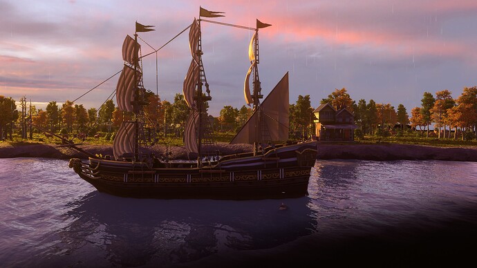 AoE III DE East Indiaman at sunset