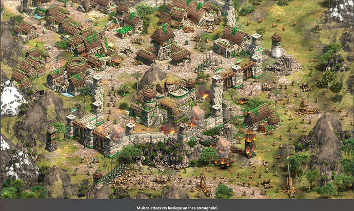 AoE II DE The Last Chieftains - Muisca attackers besiege an Inca stronghold.