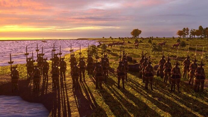AoE III DE Dutch Stadswacht Halberdier at sunset