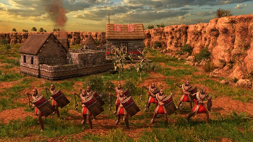 AoE III DE Quechua Bolas Warrior at sunrise