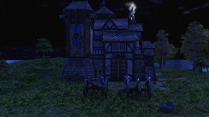 AoE III DE United States Gatling Gun during the night