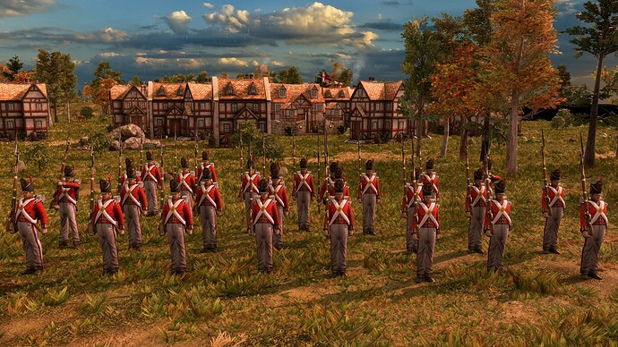 AoE III DE British Redcoat Musketeers at sunrise