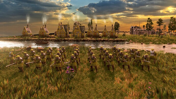 AoE III DE German Veteran Doppelsoldner at sunrise