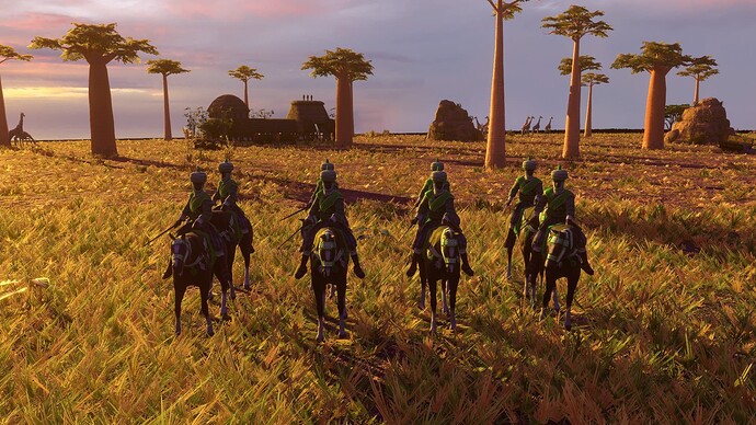 AoE III DE Hausa Elite Raider at sunset