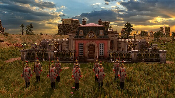 AoE III DE House of Habsburg Veteran Line Infantry at sunrise