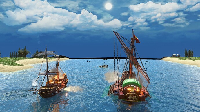 AoE III Spanish Galleon battles a Italian Galleass during the day