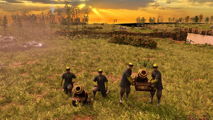 AoE III DE Chinese Honored Hand Mortar at sunrise