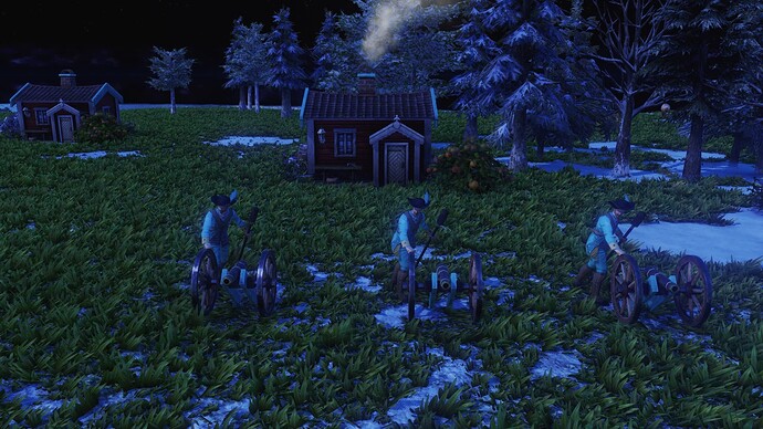 AoE III DE Swedes Leather Cannon during the night