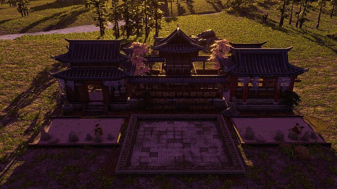 AoE III DE Zen Temple at sunset