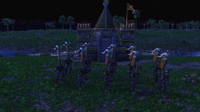 AoE III DE Aztecs Champion Arrow Knight during the night