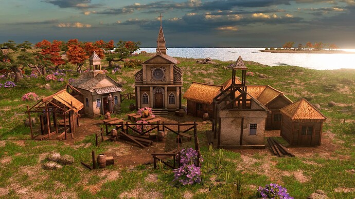 AoE III DE Jesuit Mission at sunrise