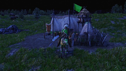 AoE III DE Default Lakota War Chief during the night