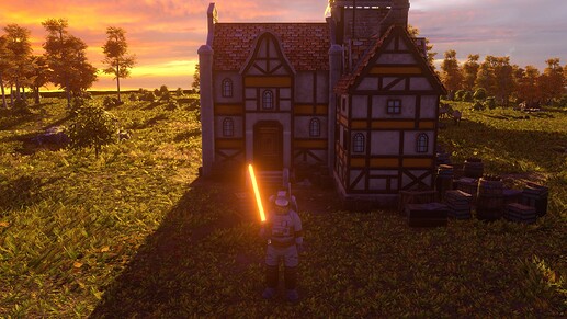 AoE III DE Astronaut armed with a Lightsword at sunset