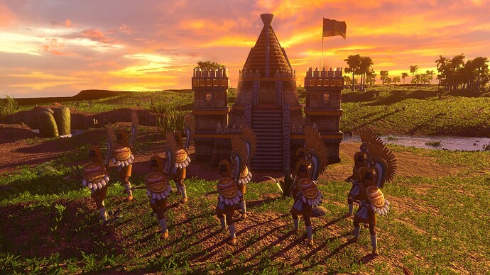 AoE III DE Aztecs Legendary Eagle Runner Knight at sunset