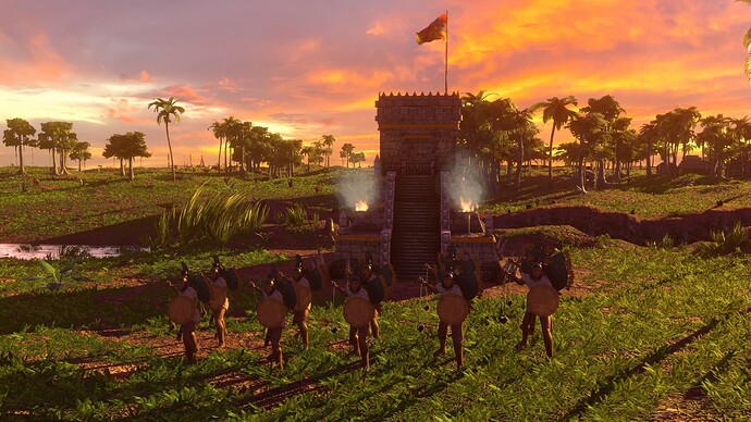 AoE III DE Aztecs Champion Otontin Slinger at sunset