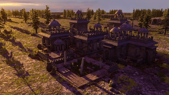 AoE III DE Udasi Temple at sunset