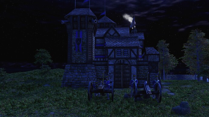 AoE III DE United States Heavy Gatling Gun during the night