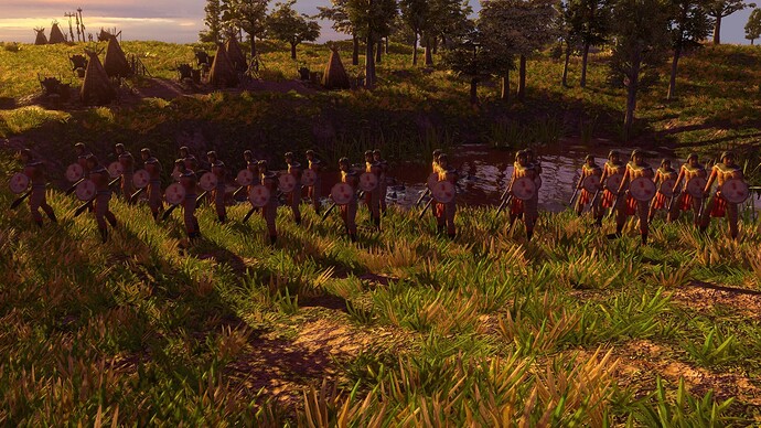 AoE III DE Lakota Club Warrior at sunset