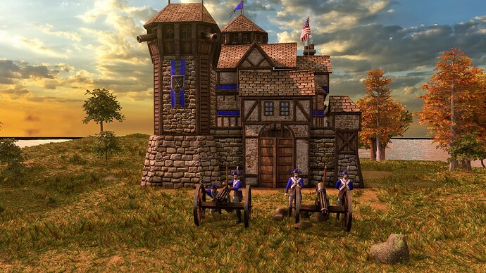 AoE III DE United States Gatling Gun at sunrise