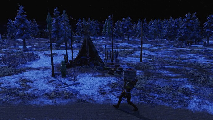 AoE III DE Barter Merchant during the night