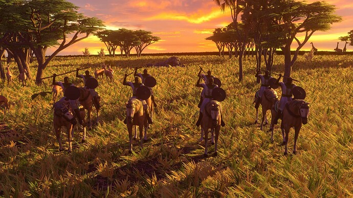 AoE III DE Hausa Javelin Rider at sunset