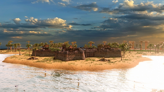 AoE III DE Gold Coast - Fort at sunrise