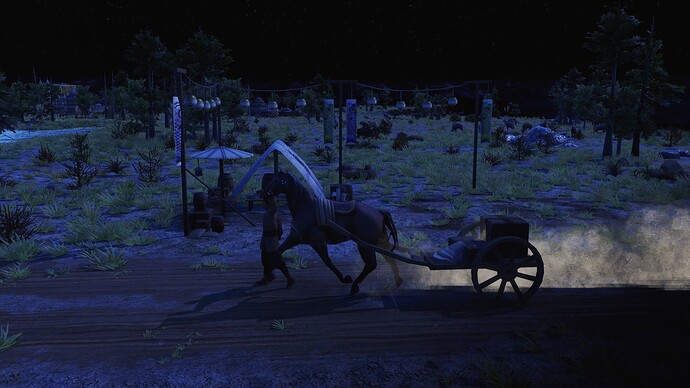 AoE III DE Trade Cart during the night
