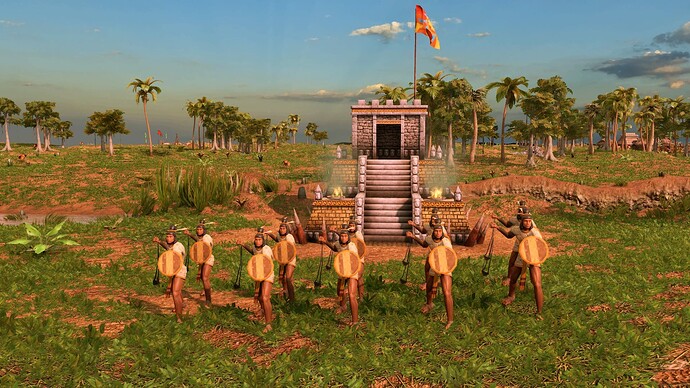 AoE III DE Aztecs Elite Otontin Slinger at sunrise
