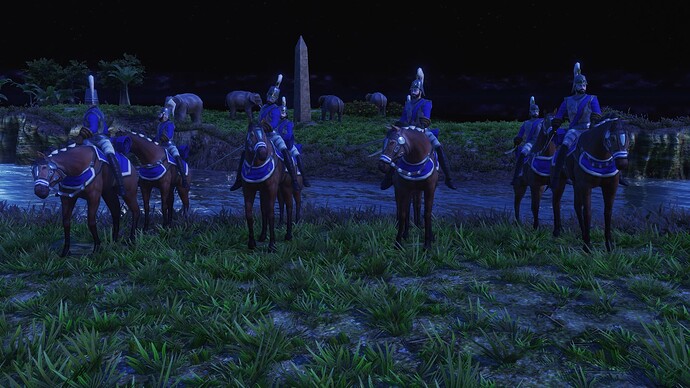 AoE III DE Veteran Cuirassier at night