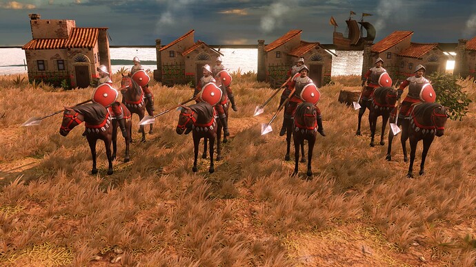 AoE III DE Spainish Veteran Lancer at sunrise