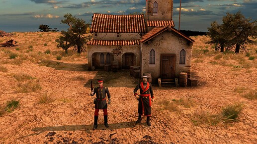 AoE III DE Revolutionary General and Padre at sunrise