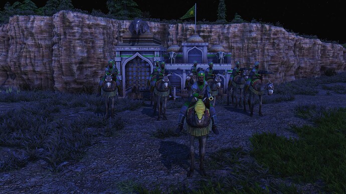 AoE III DE Indians Mansabdar Zamburak leading Honored Zamburak during the night