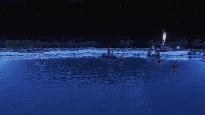 AoE III DE During the night at the fishing village