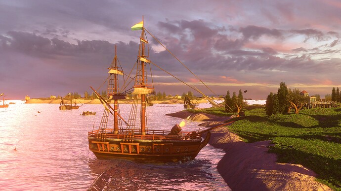AoE III DE Dutch Monitor bombardment at sunset
