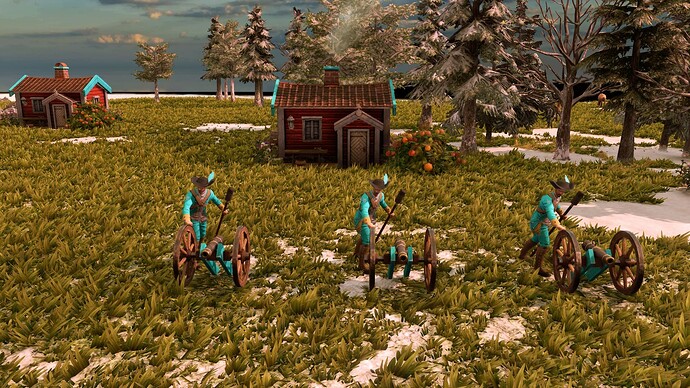 AoE III DE Swedes Leather Cannon at sunrise