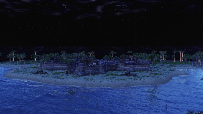 AoE III DE Gold Coast - Fort during the night