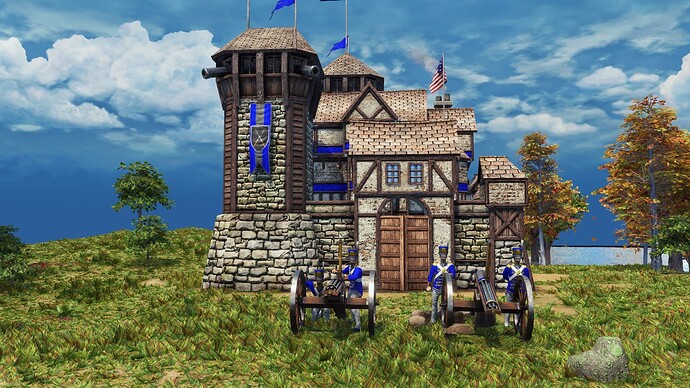 AoE III DE United States Heavy Gatling Gun during the day