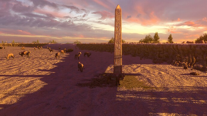 AoE III DE Thin Obelisk at sunset