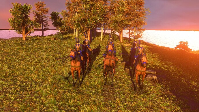 AoE III DE United States Veteran Carbine Cavalry at sunset