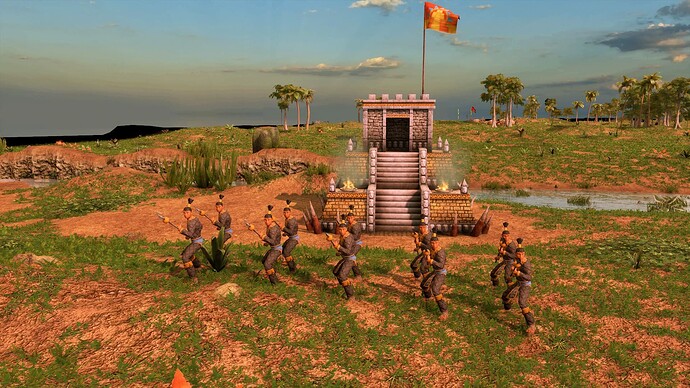 AoE III DE Aztecs Elite Puma Spearman at sunrise