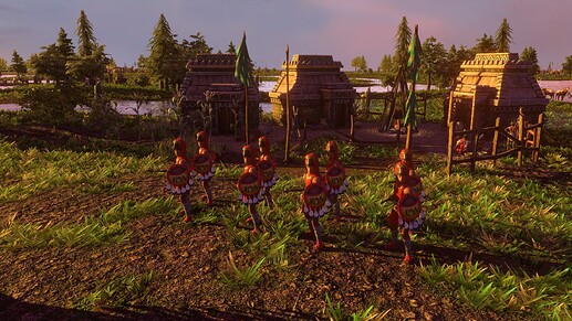 AoE III DE Aztec Eagle Warrior natives at sunset