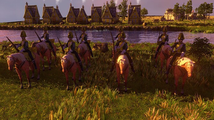 AoE III DE German Imperial Prinz Chevauleger at sunset