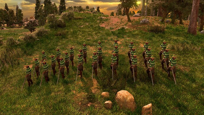 AoE III DE Mexicans Reservistas Veteran Insurgente at sunrise