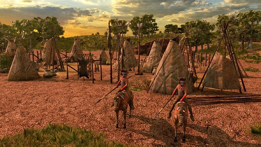 AoE III DE Lakota Tokala Soldier natives at sunrise